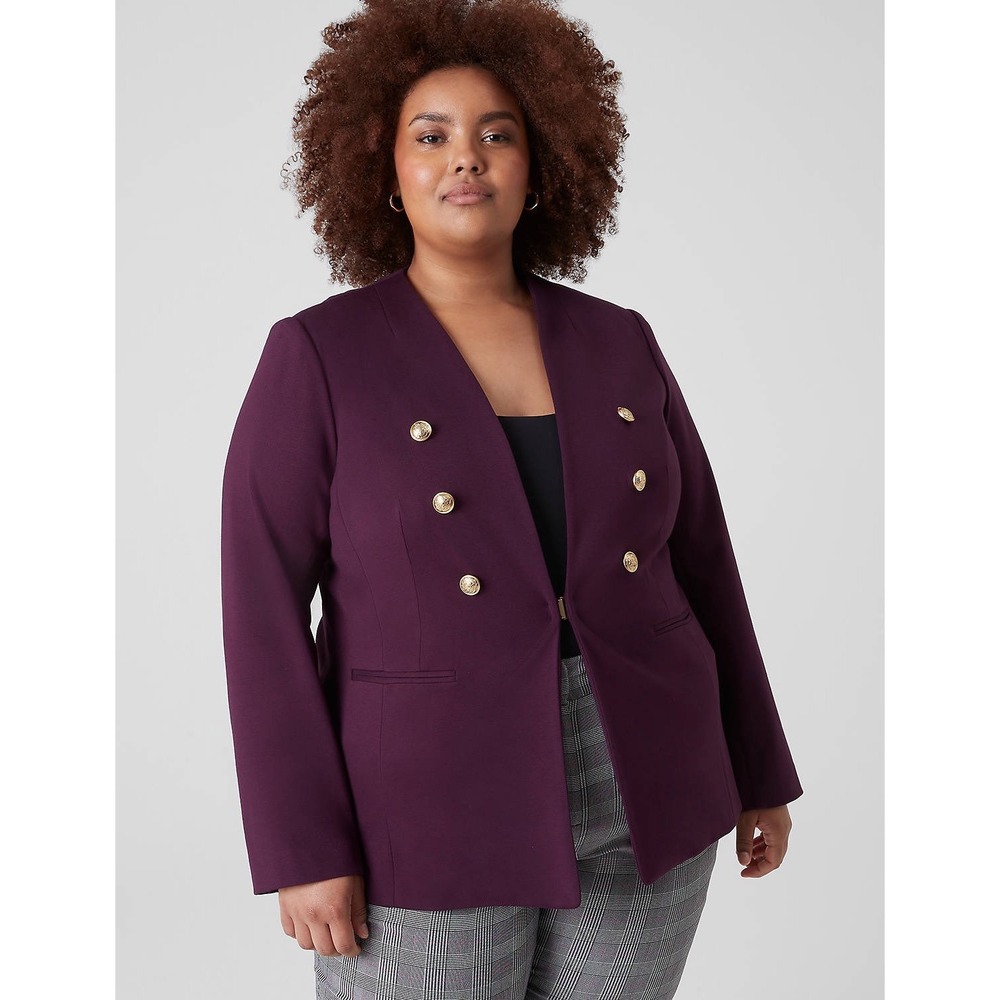 LANE BRYANT Purple 'The Bryant Blazer' Gold Buttons NWT | 24 | Double Breast
